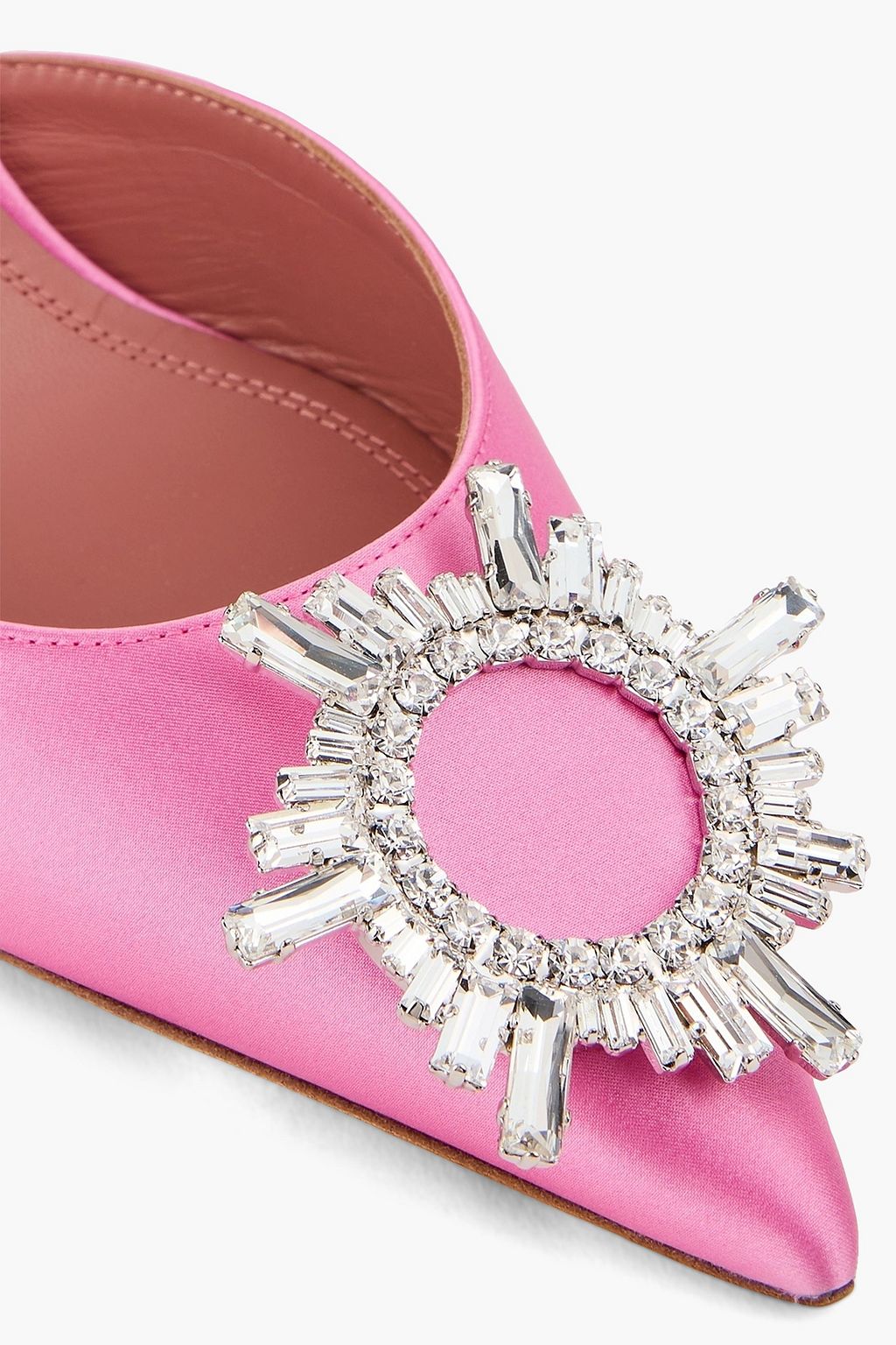 AMINA MUADDI Begum 95 crystal-embellished satin slingback pumps