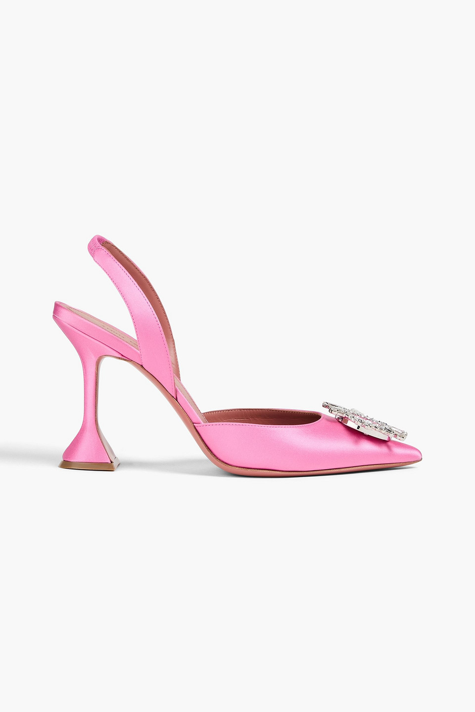 Amina Muaddi Begum 95 Crystal-embellished Satin Slingback Pumps In Pink