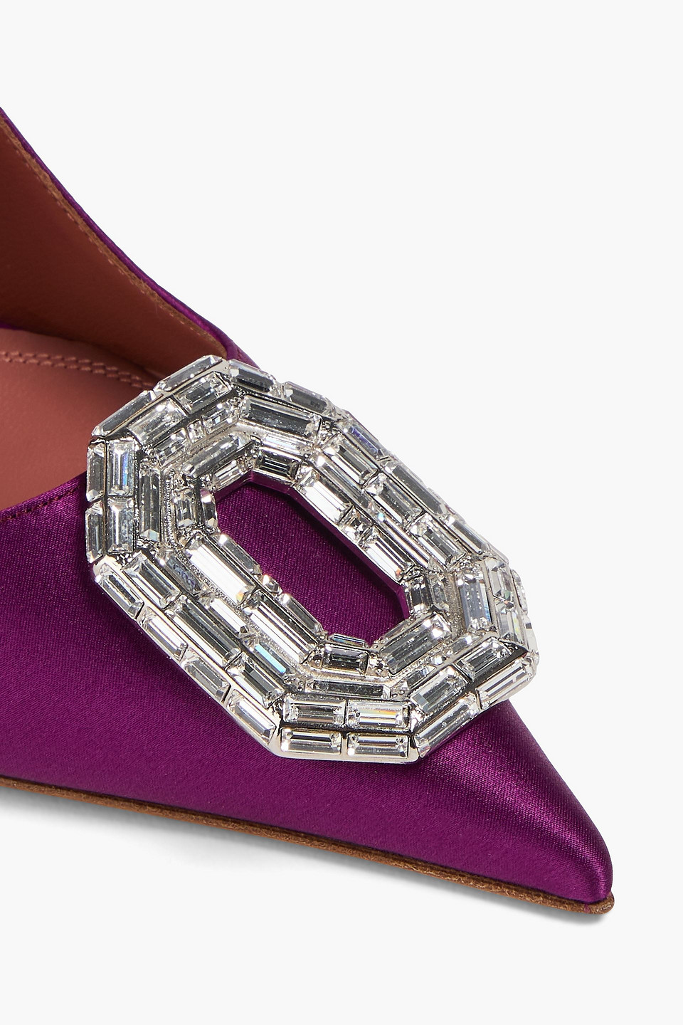 Amina Muaddi Camelia 105 Crystal-embellished Satin Pumps In Purple