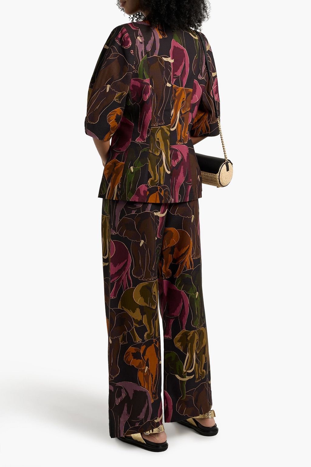 FARM RIO Printed cotton and Lyocell-blend canvas blazer