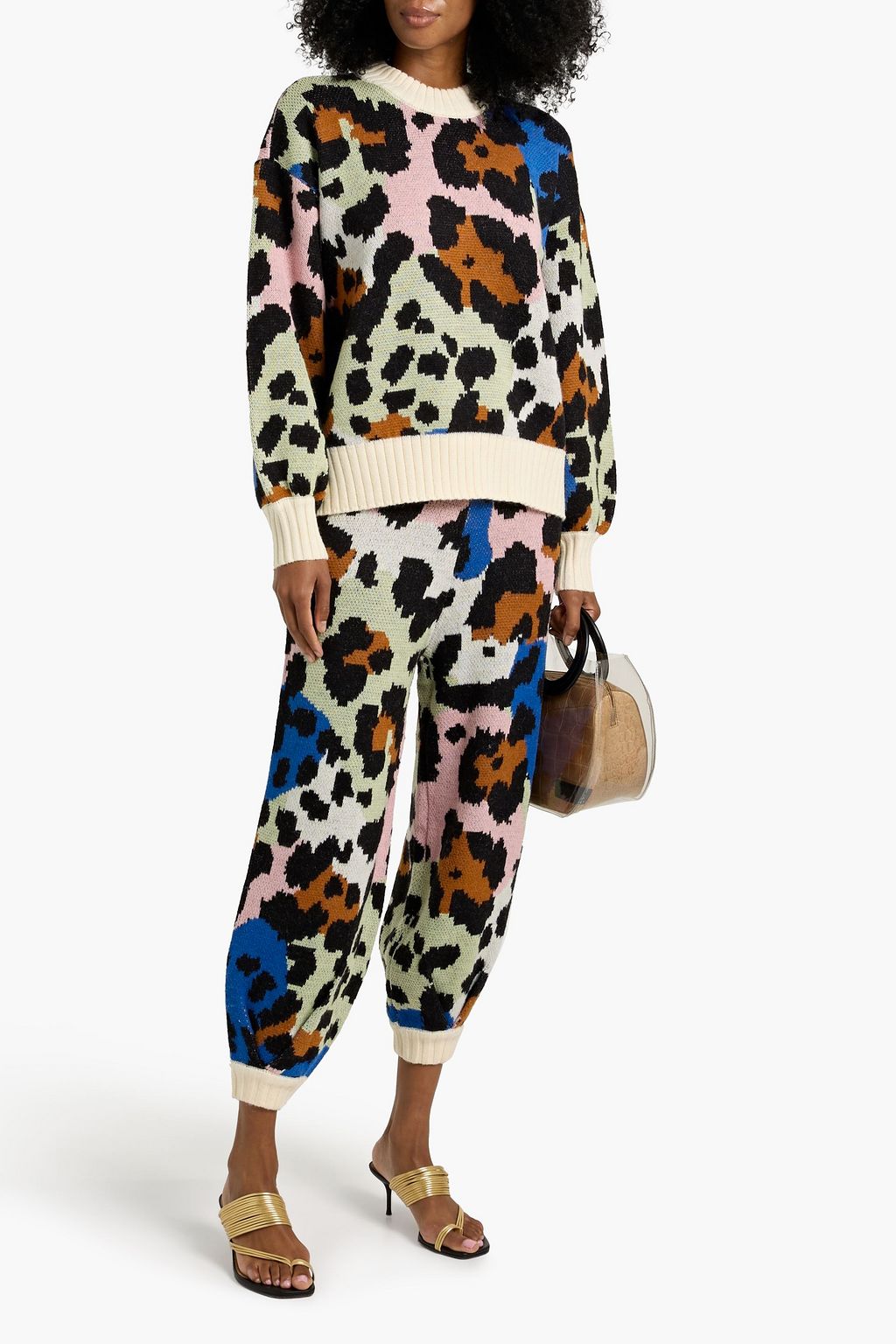 FARM RIO Leopard jacquard-knit sweater