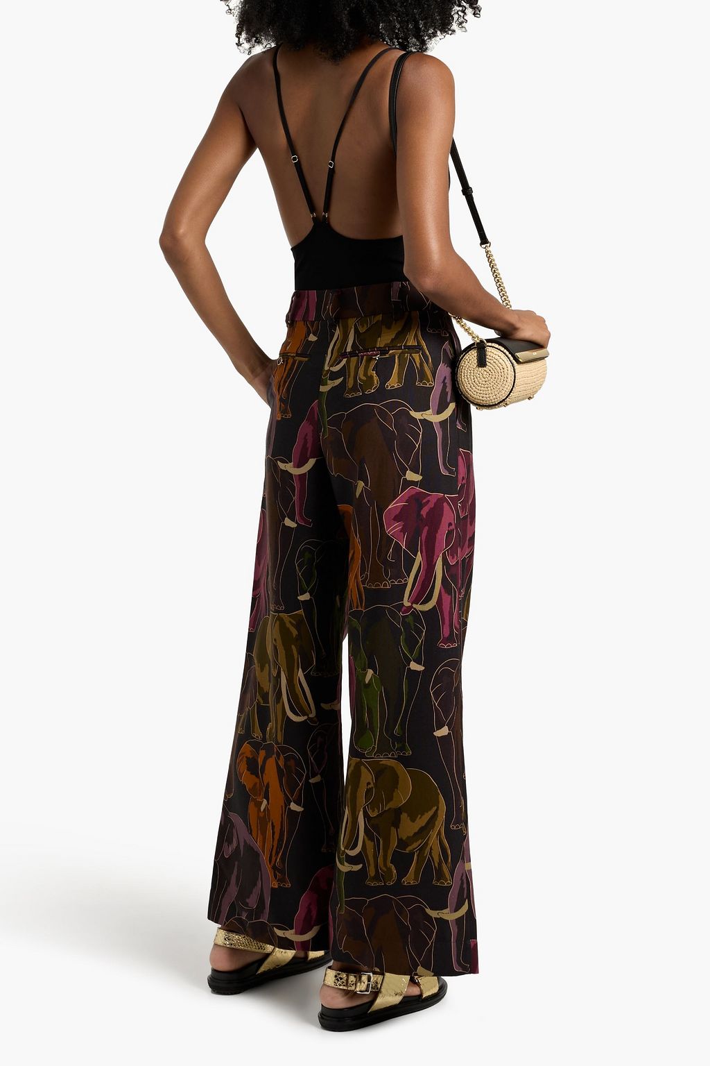 FARM RIO Printed cotton and Lyocell-blend canvas wide-leg pants