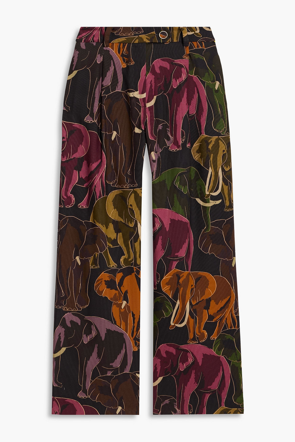 Farm Rio Printed Cotton And Lyocell-blend Canvas Wide-leg Pants In Brown