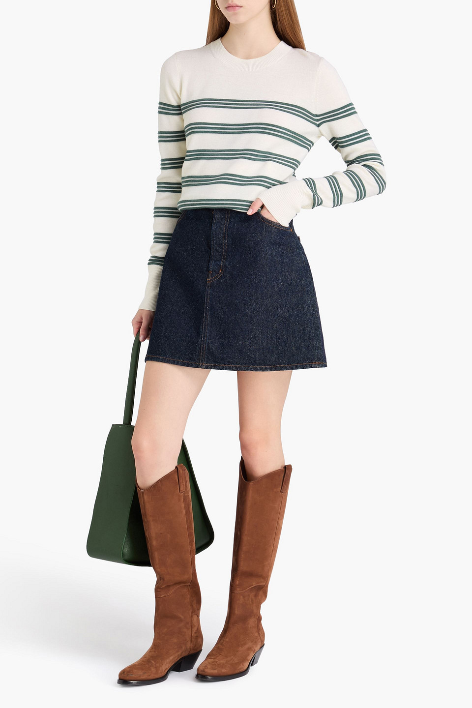  Veronica Beard - Pullover „zareen“ Aus Merinowolle Mit Streifen - Weiß - S 