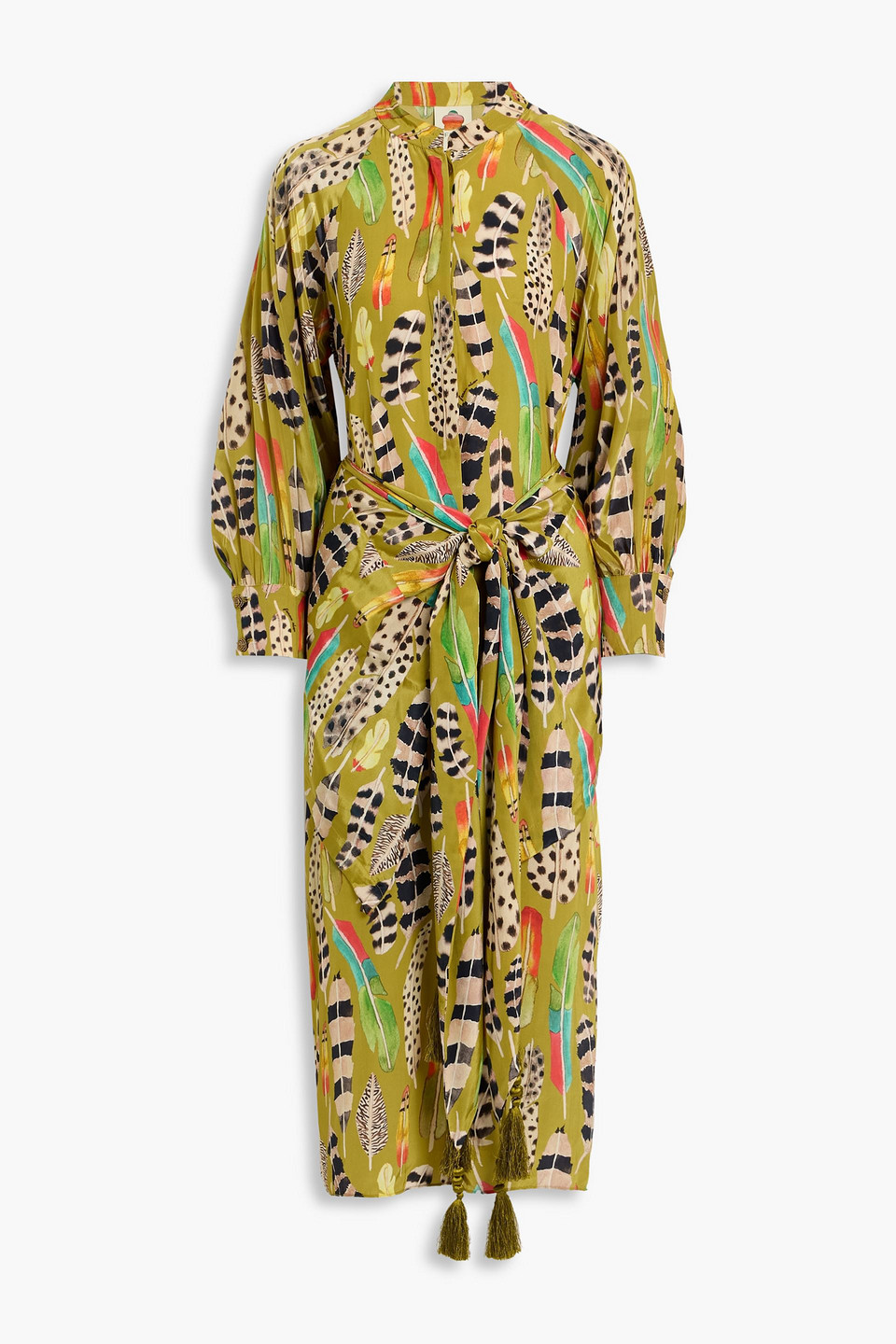 Farm Rio Printed Crepe De Chine Midi Dress In Green