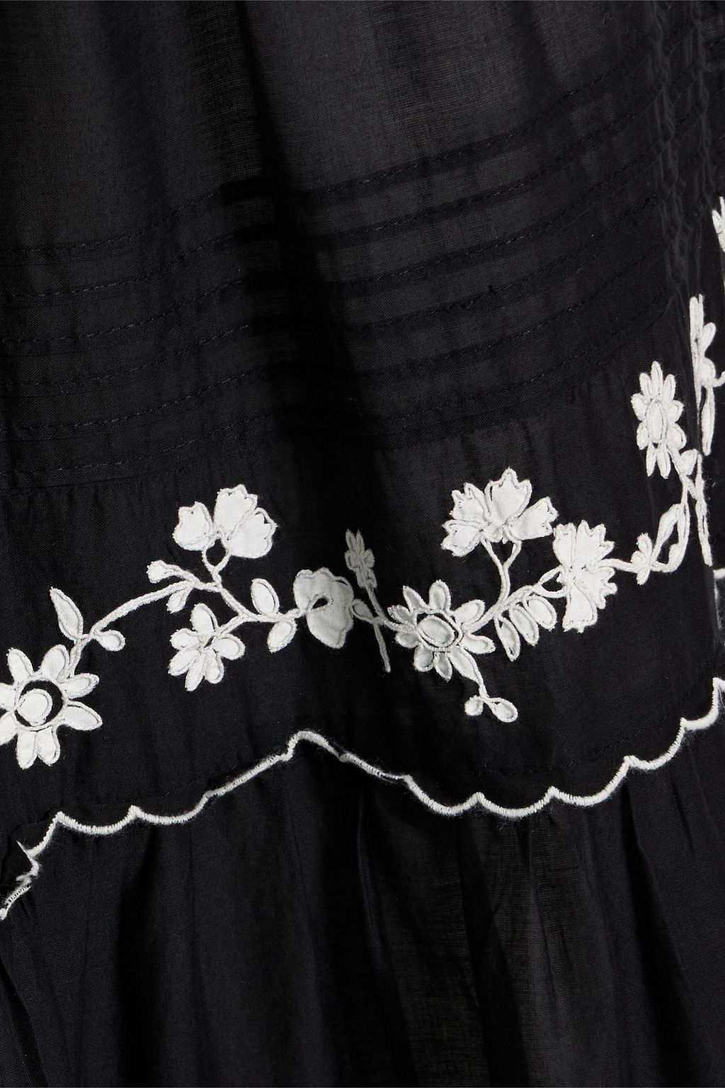 FARM RIO Embroidered cotton-voile maxi skirt