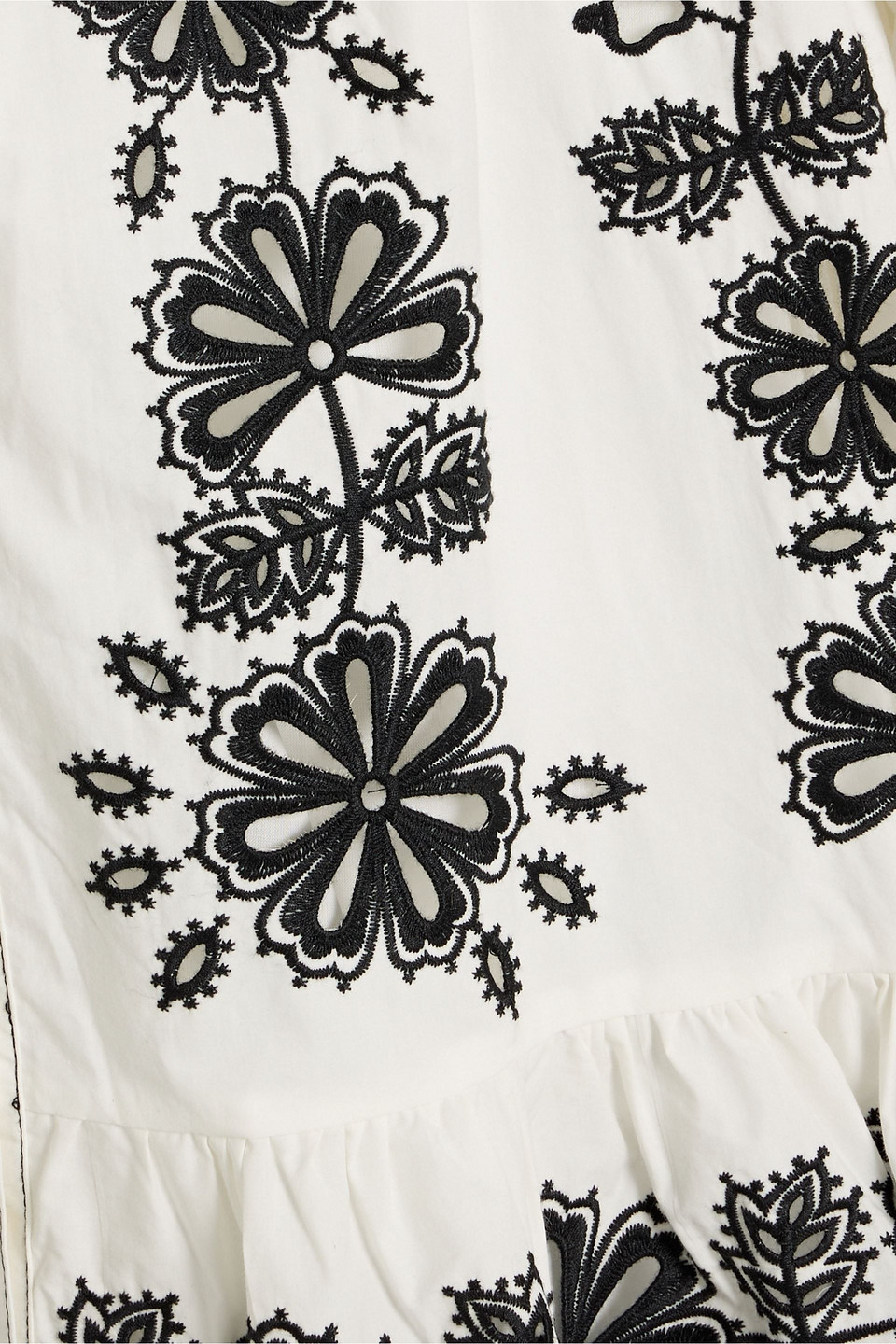 Farm Rio Ruffled Broderie Anglaise Cotton Mini Dress In White