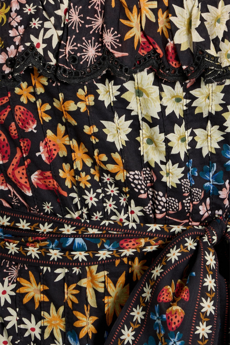 Farm Rio Jujus Garden Floral-print Ruffled Mini Dress In Multi