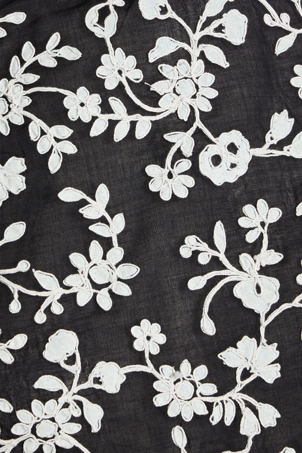 FARM RIO Ruffled embroidered cotton-voile blouse