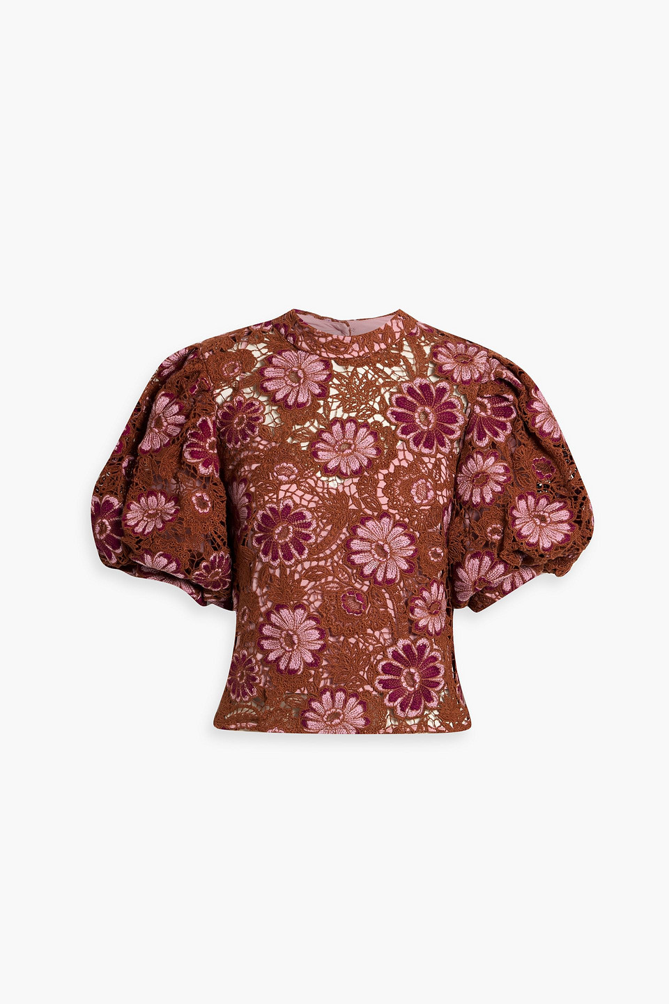 farm rio - guipure lace blouse - brown - xs