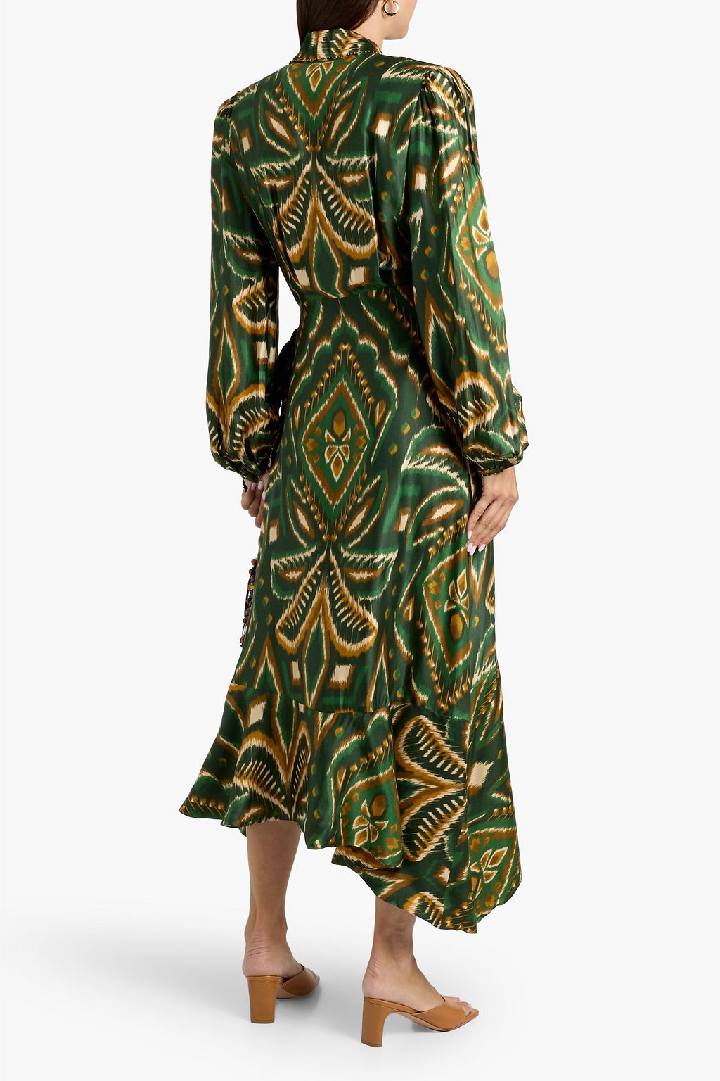 FARM RIO Printed crepe de chine wrap dress