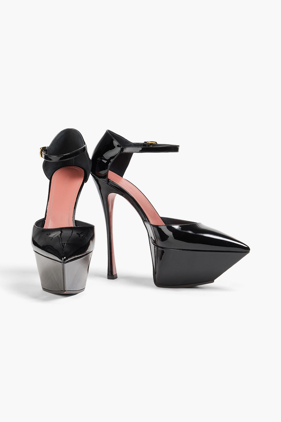Amina Muaddi Angelica Patent-leather Platform Pumps In Animal Print