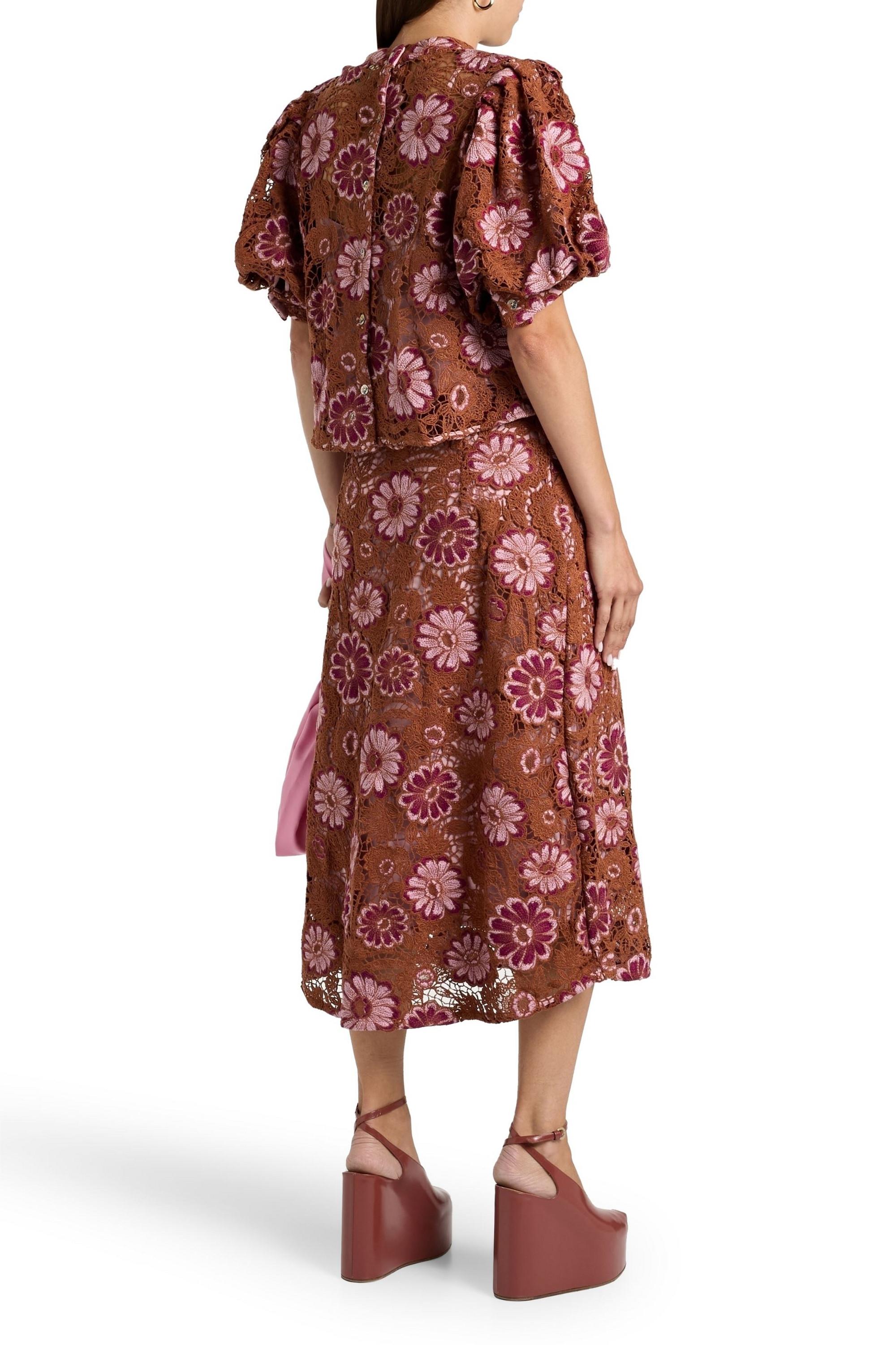 knee length dresses for ladies Farm Rio Women's Guipure Cut Out Midi Dress – Saint Bernard main image 0