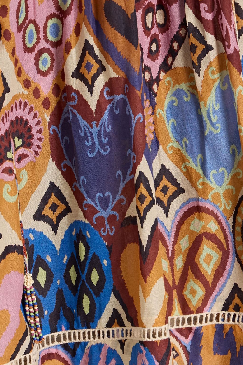 FARM RIO Tie-detailed ruffled printed cotton-voile blouse