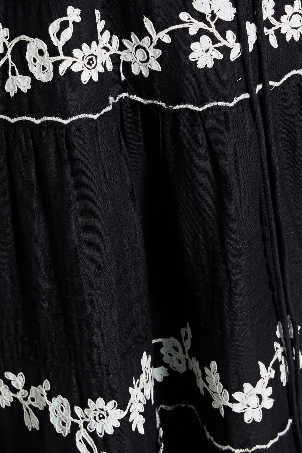 FARM RIO Tiered embroidered cotton-voile maxi dress