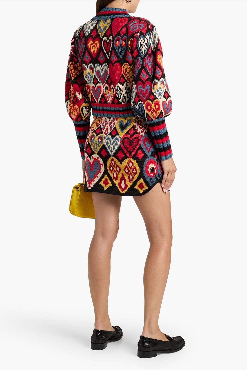 FARM RIO Cropped jacquard-knit sweater