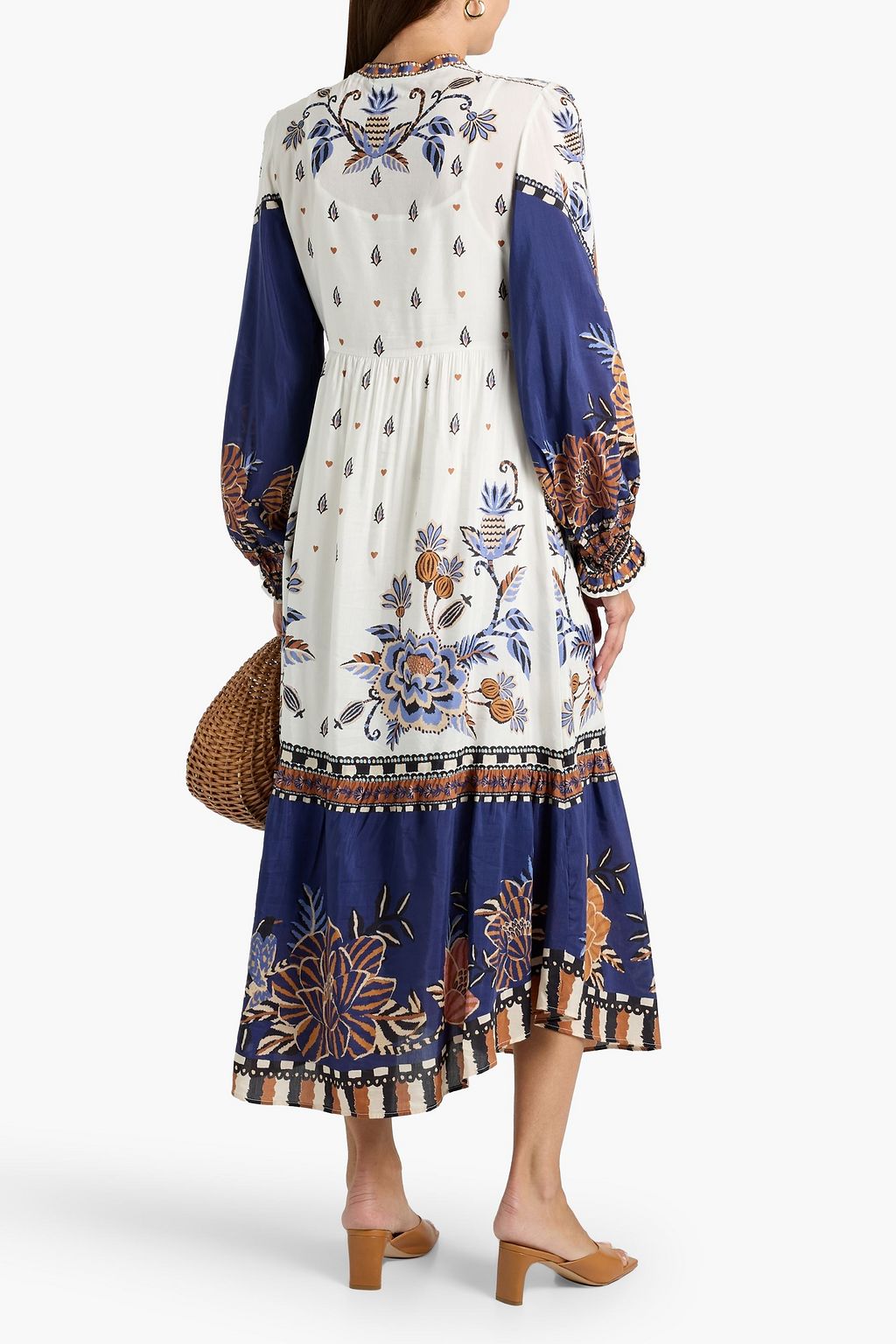 FARM RIO Printed voile midi dress