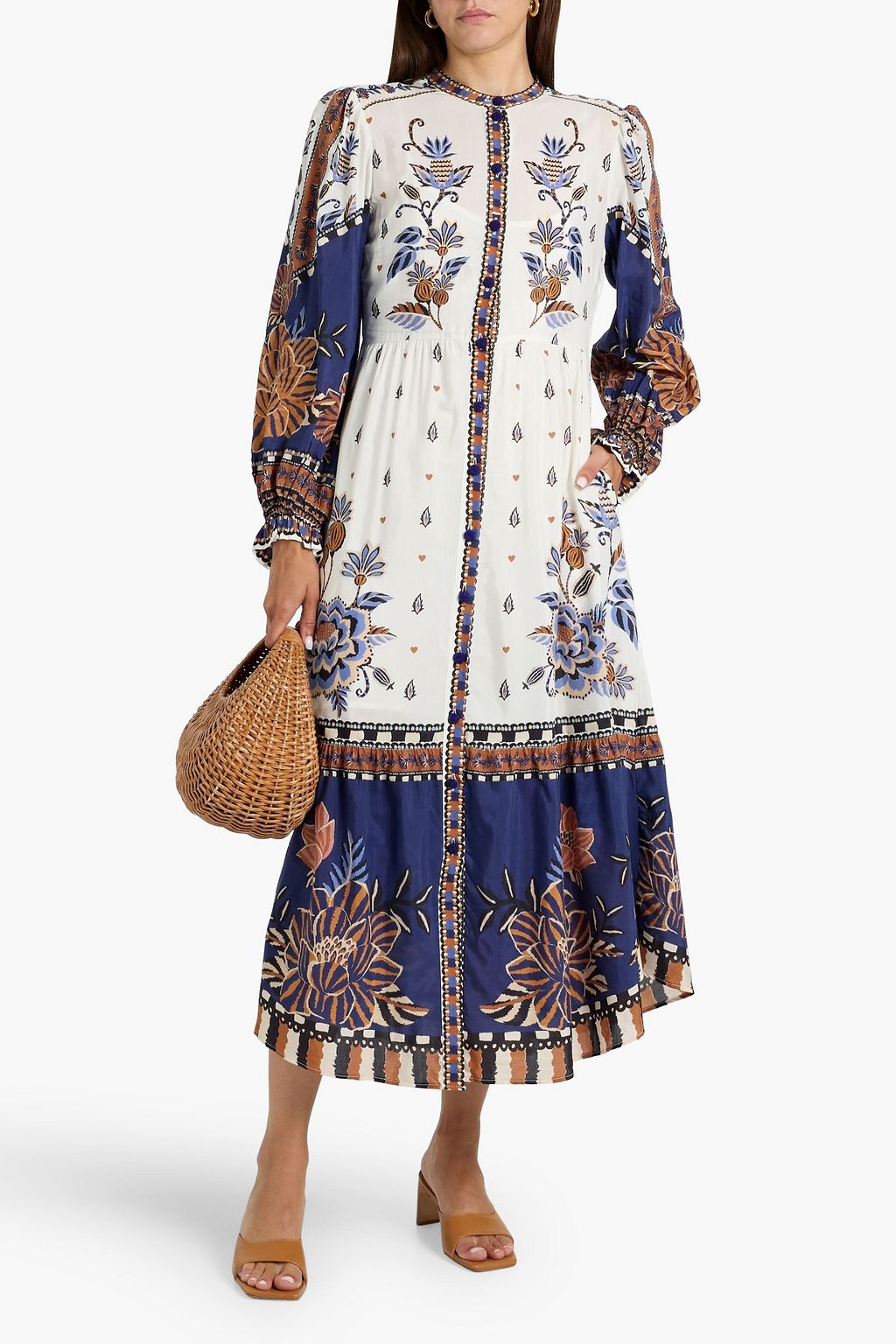 FARM RIO Printed voile midi dress