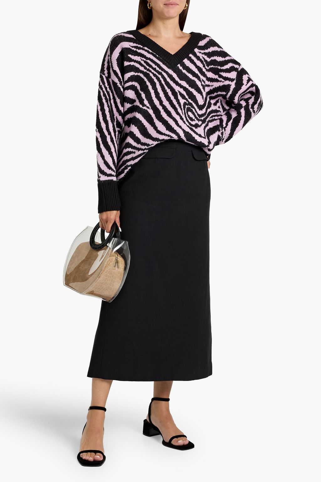 FARM RIO Cotton and Lyocell-blend canvas midi skirt
