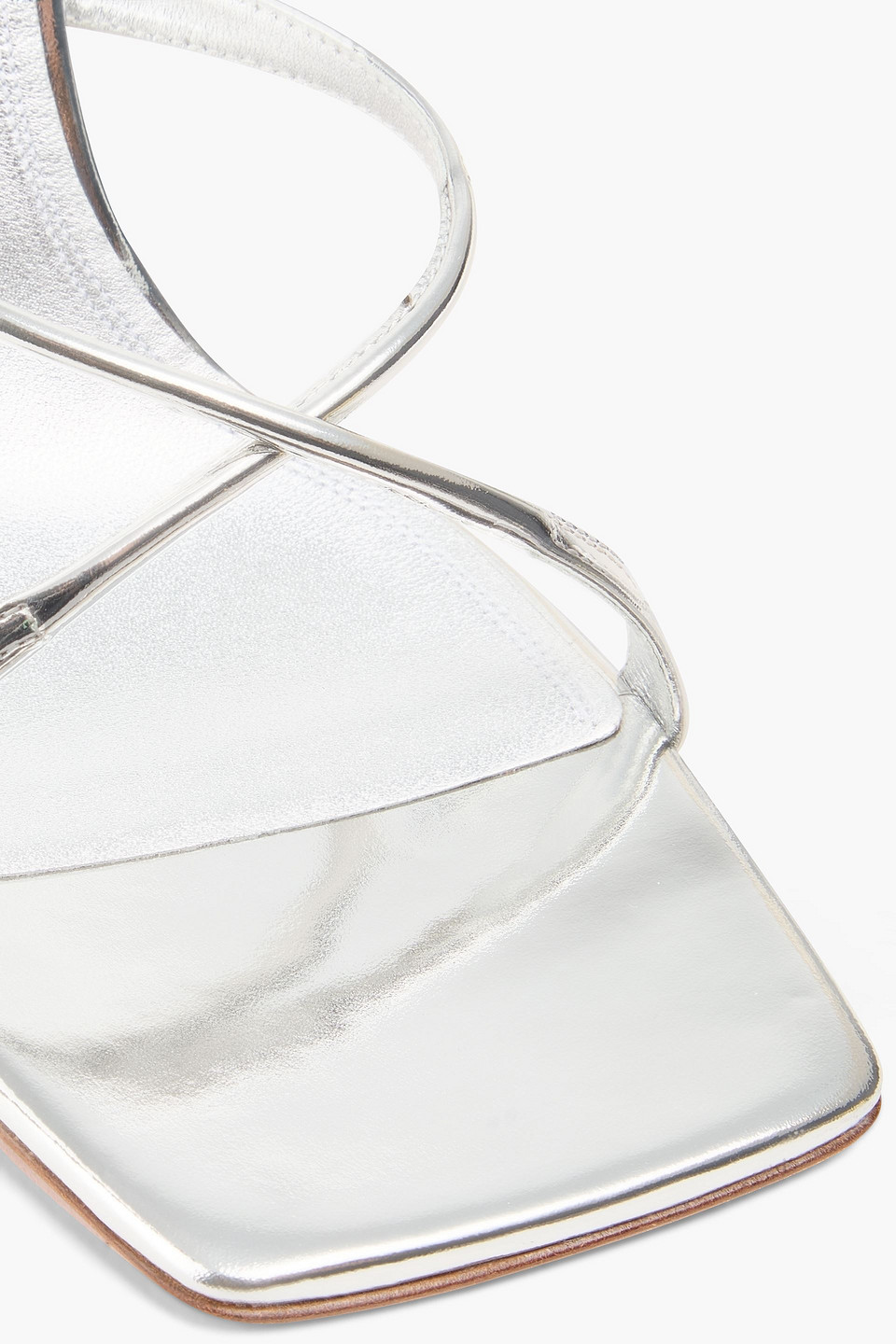 Amina Muaddi Adriana Mirrored-leather Mules In Silver