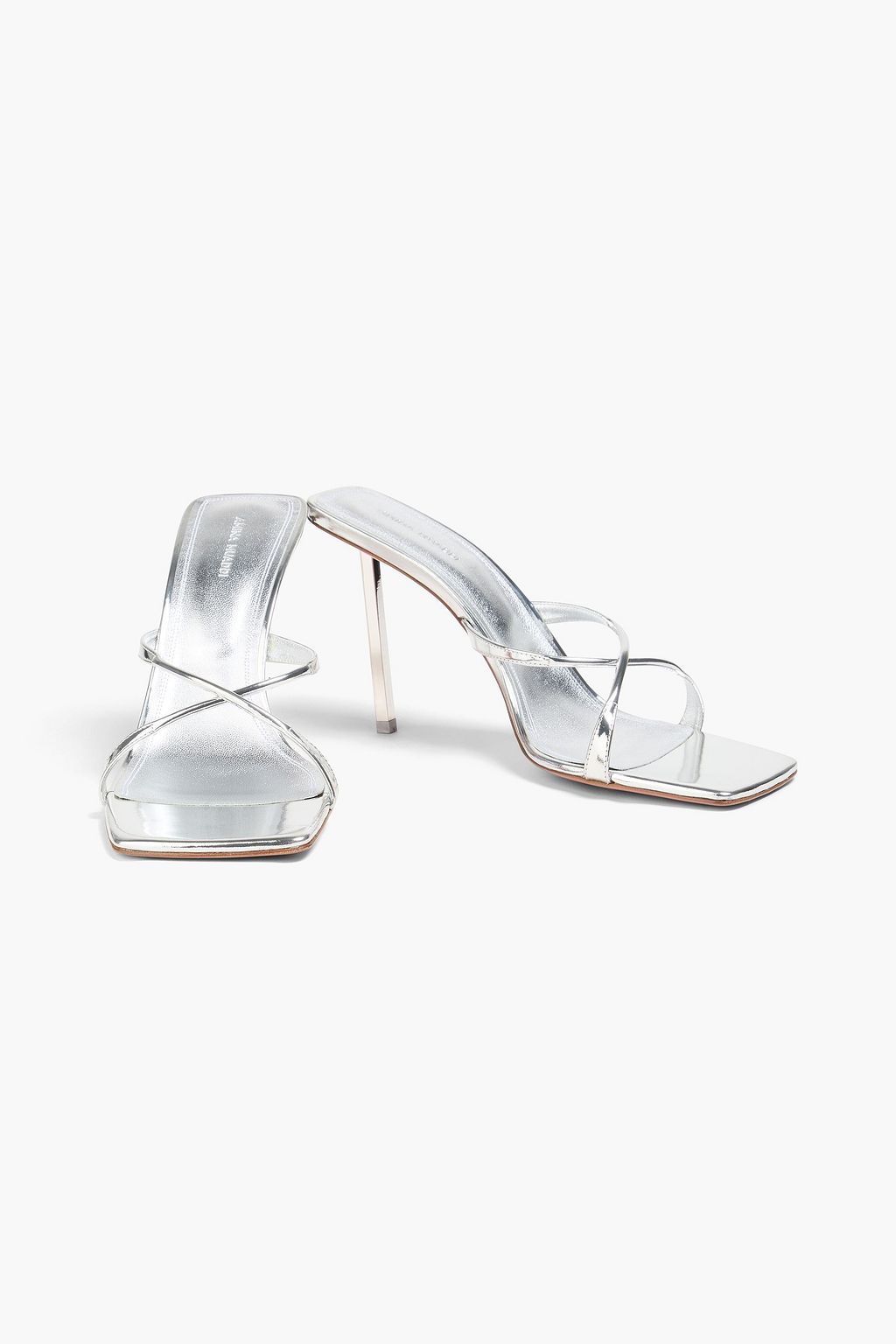 AMINA MUADDI Adriana mirrored-leather mules