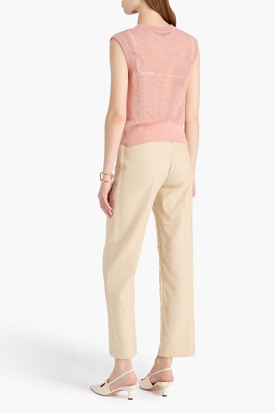  Veronica Beard - Kellen Twisted Linen-blend Vest - Pink - S 