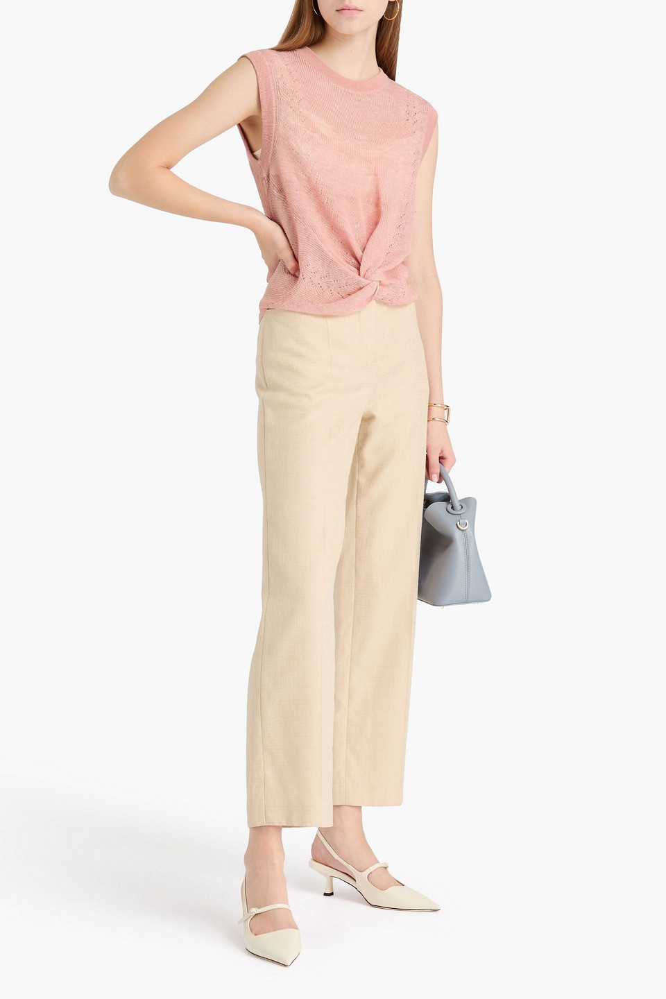  Veronica Beard - Kellen Twisted Linen-blend Vest - Pink - S 