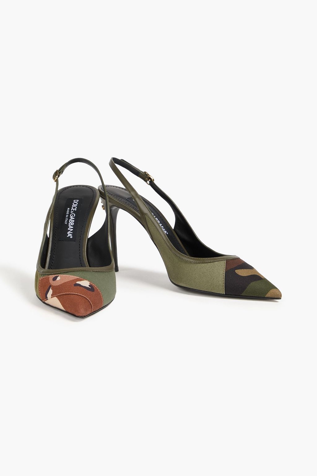 DOLCE&GABBANA Printed twill slingback pumps