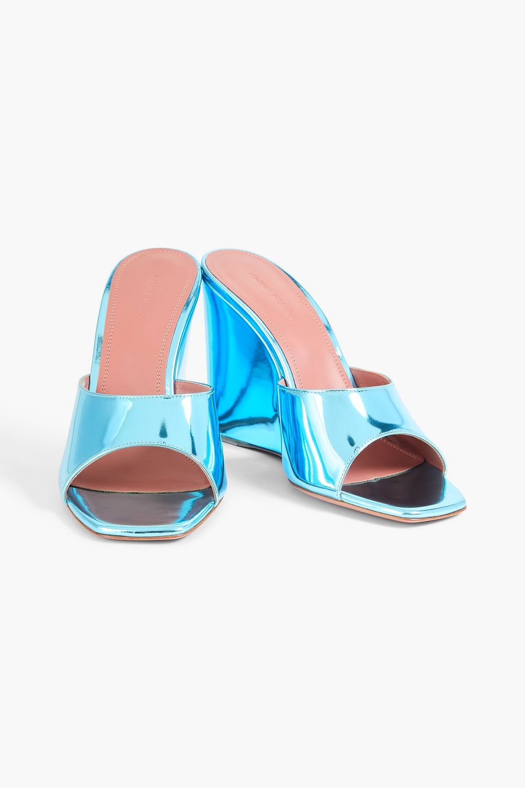 AMINA MUADDI حذاء ميول "لوبيتا" بكعب ويدج من الجلد العاكس