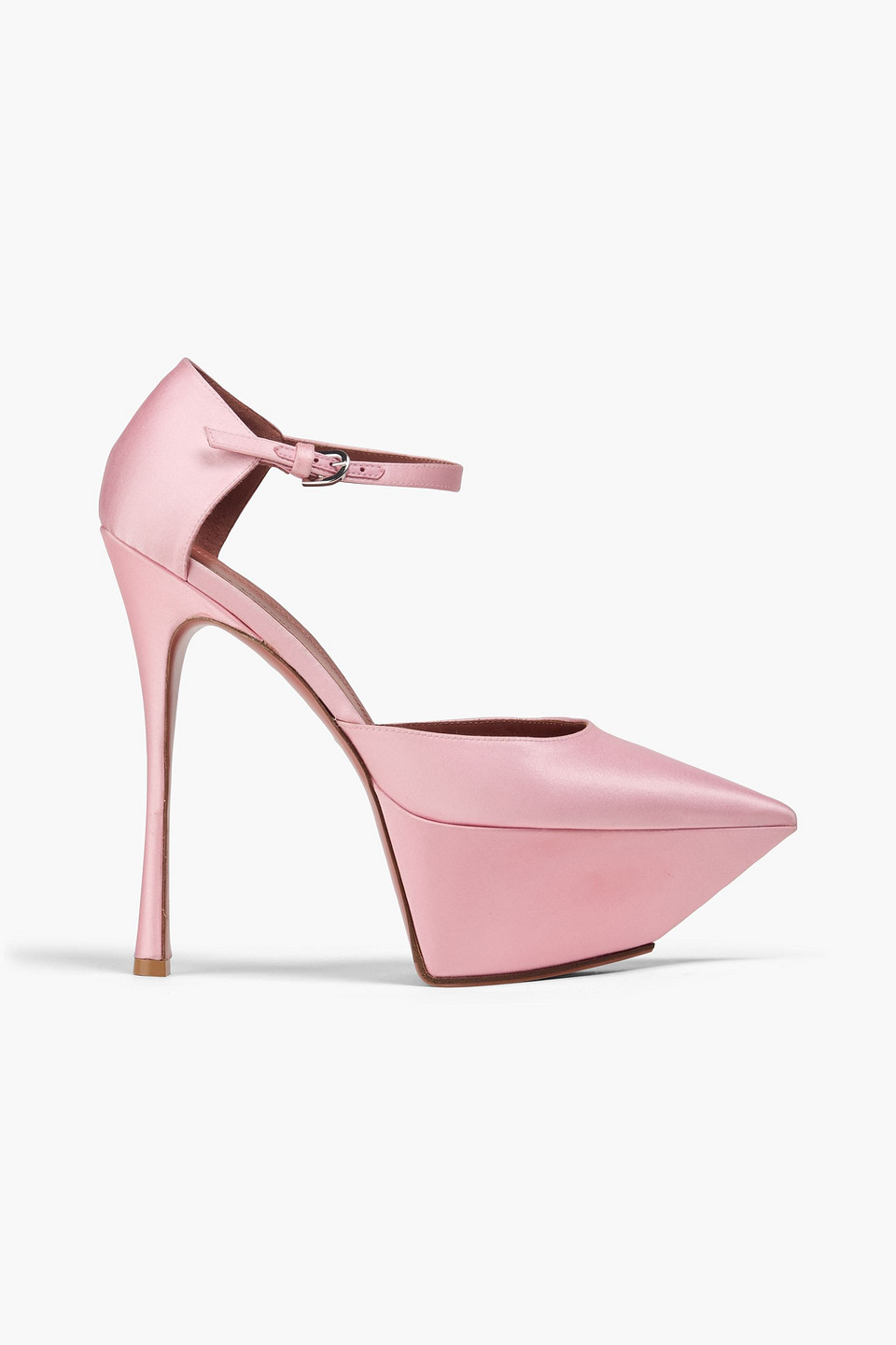Amina Muaddi Angelica Satin Platform Pumps In Baby Pink