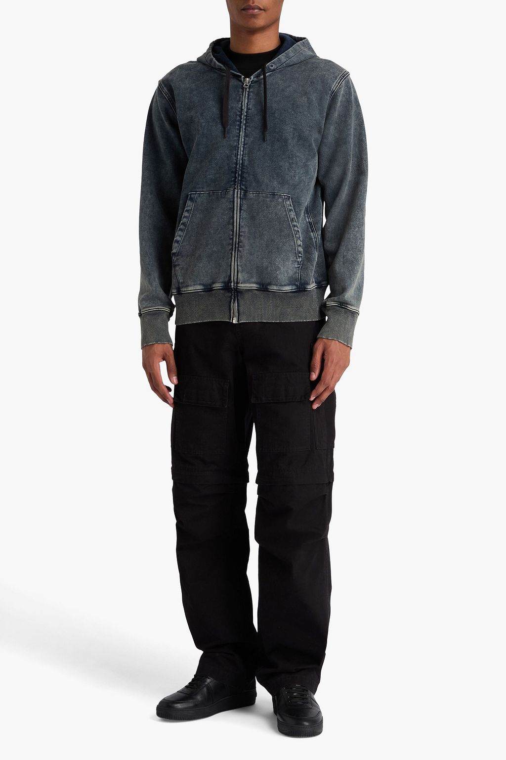 RAG & BONE Stride acid-wash French cotton-blend terry zip-up hoodie
