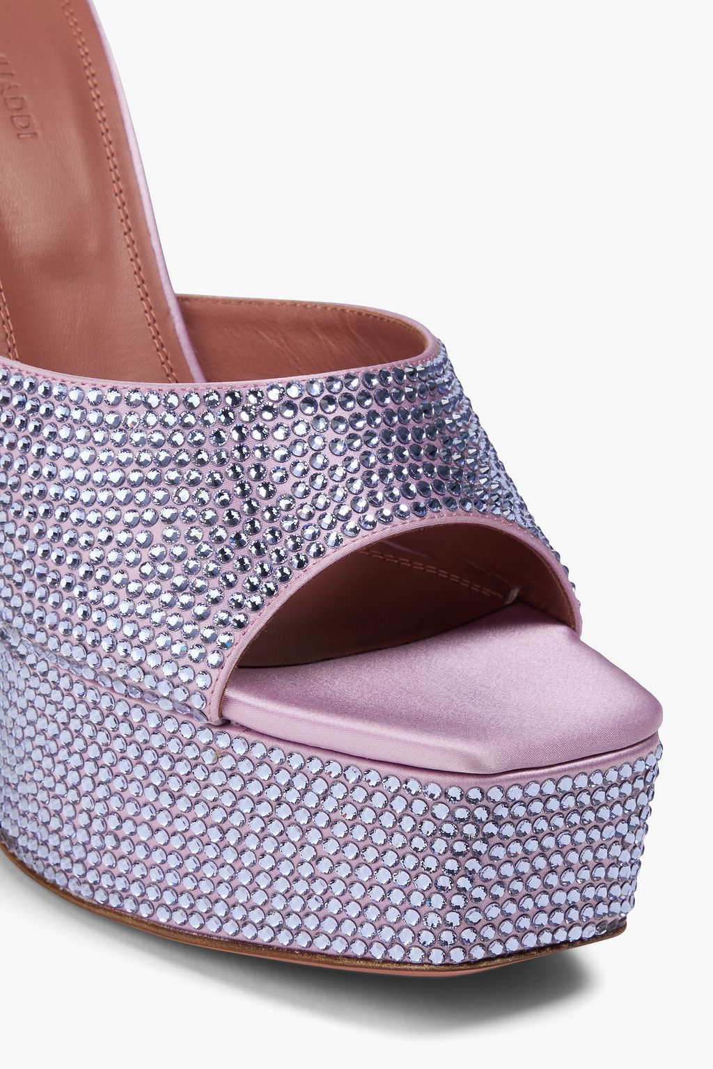 AMINA MUADDI Dalida crystal-embellished satin platform mules