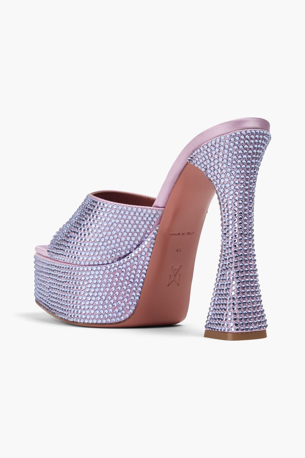 AMINA MUADDI Dalida crystal-embellished satin platform mules