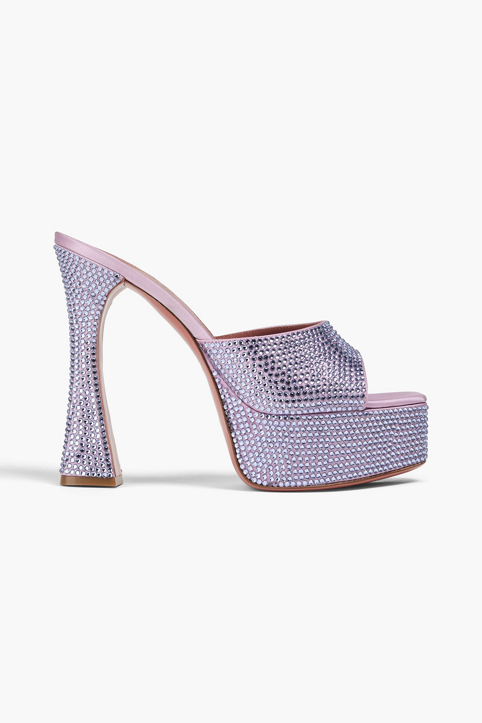 Amina Muaddi Dalida Crystal-embellished Satin Platform Mules In Blue
