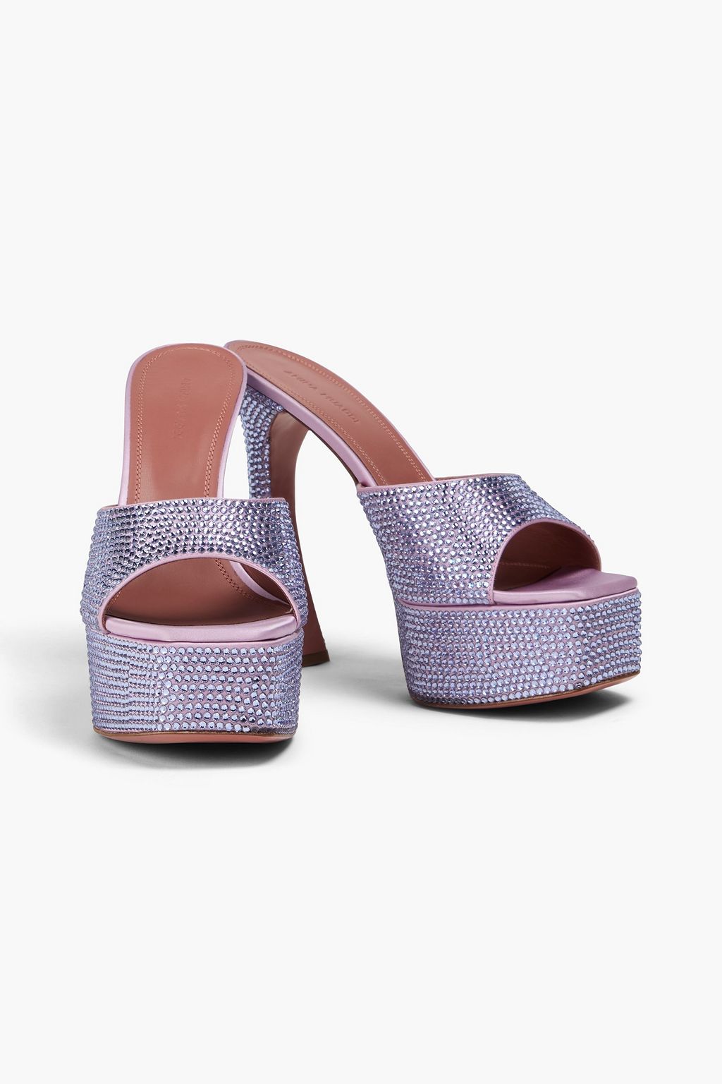 AMINA MUADDI Dalida crystal-embellished satin platform mules