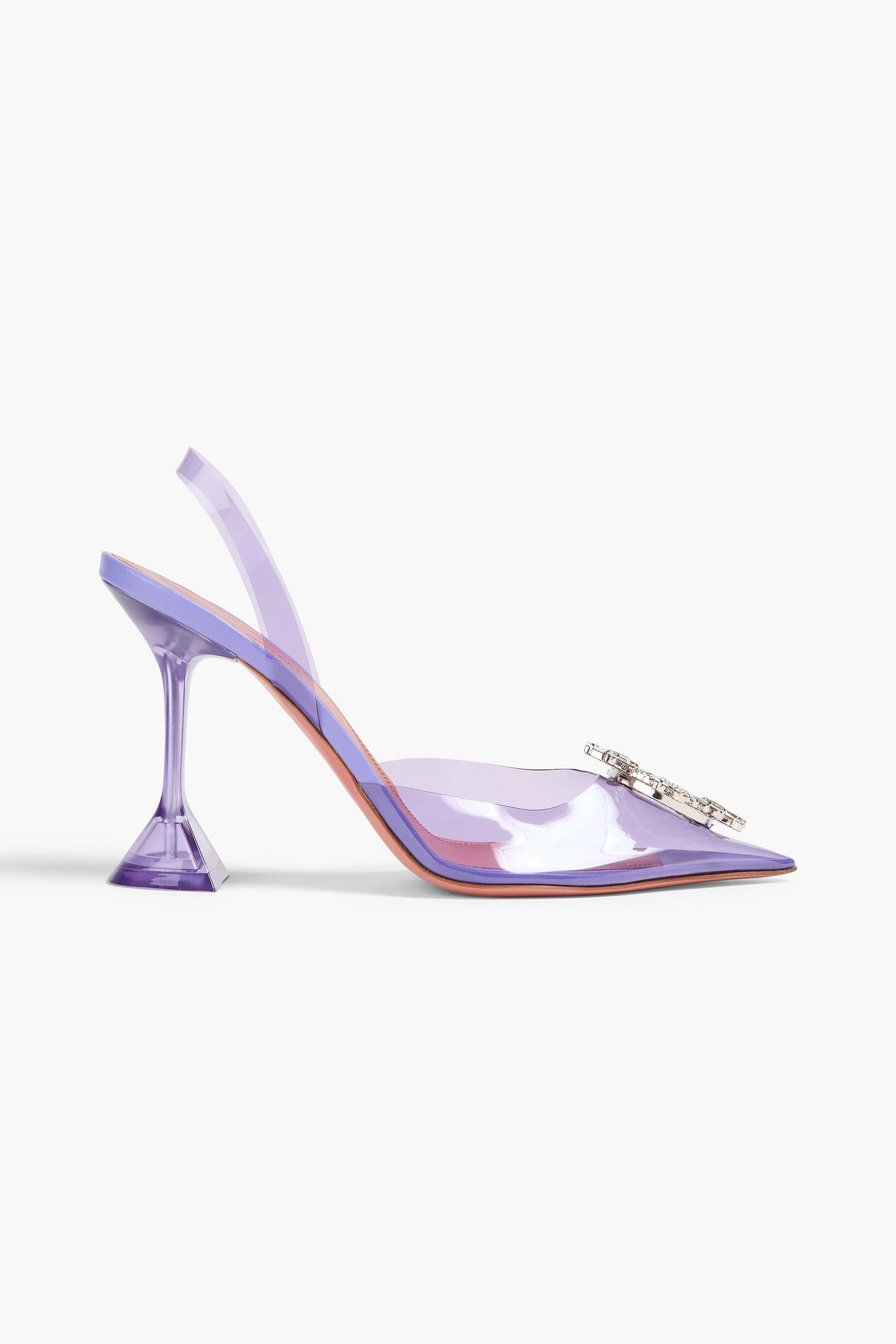 AMINA MUADDI Begum Glass crystal-embellished PVC slingback pumps