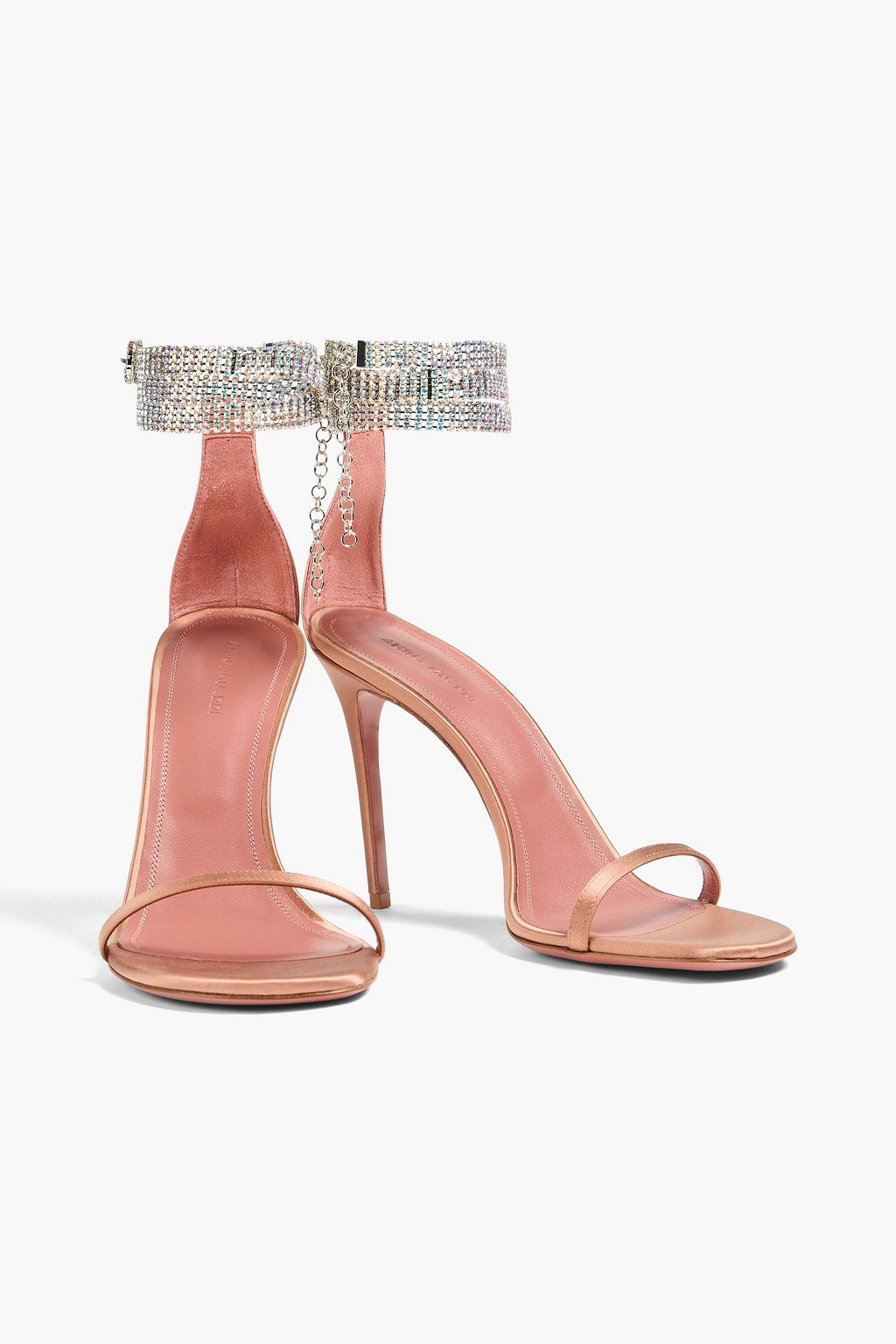 AMINA MUADDI صندل "جورجيا" من الساتان المزين بالكريستال