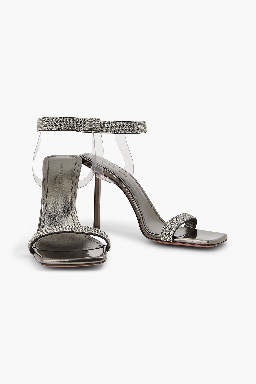 AMINA MUADDI Rih Sandalen aus Veloursleder mit Kristallverzierung