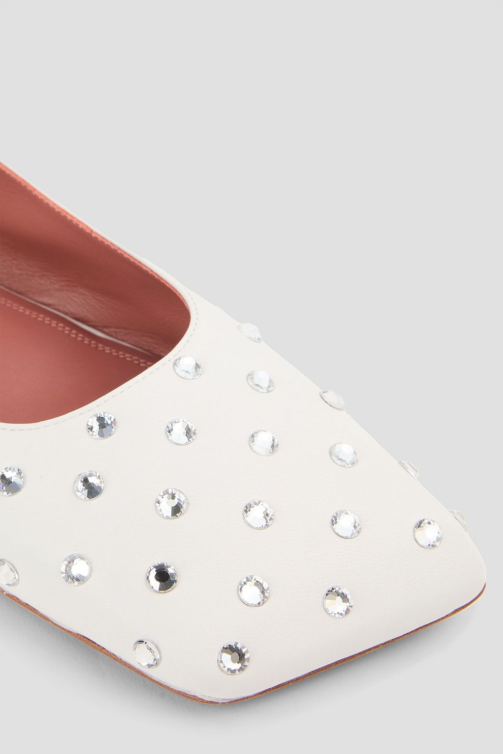 AMINA MUADDI حذاء باليرينا مسطح "آن" من الجلد مزين بالكريستال