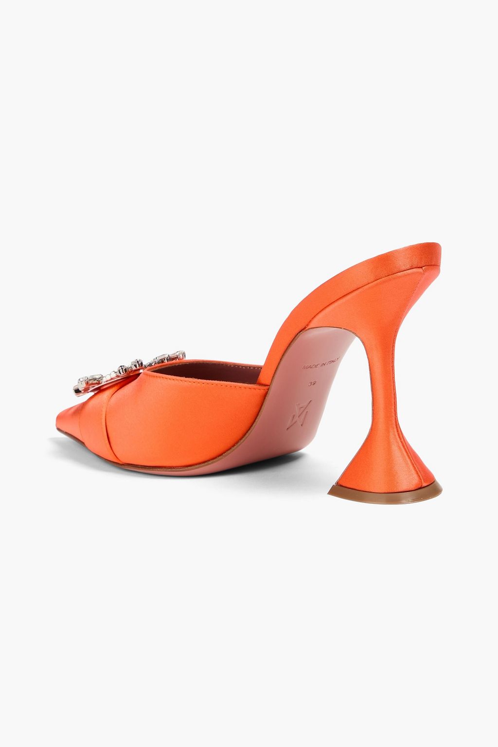 AMINA MUADDI حذاء ميول "بيجوم" من الجلد اللامع مزين بالكريستال