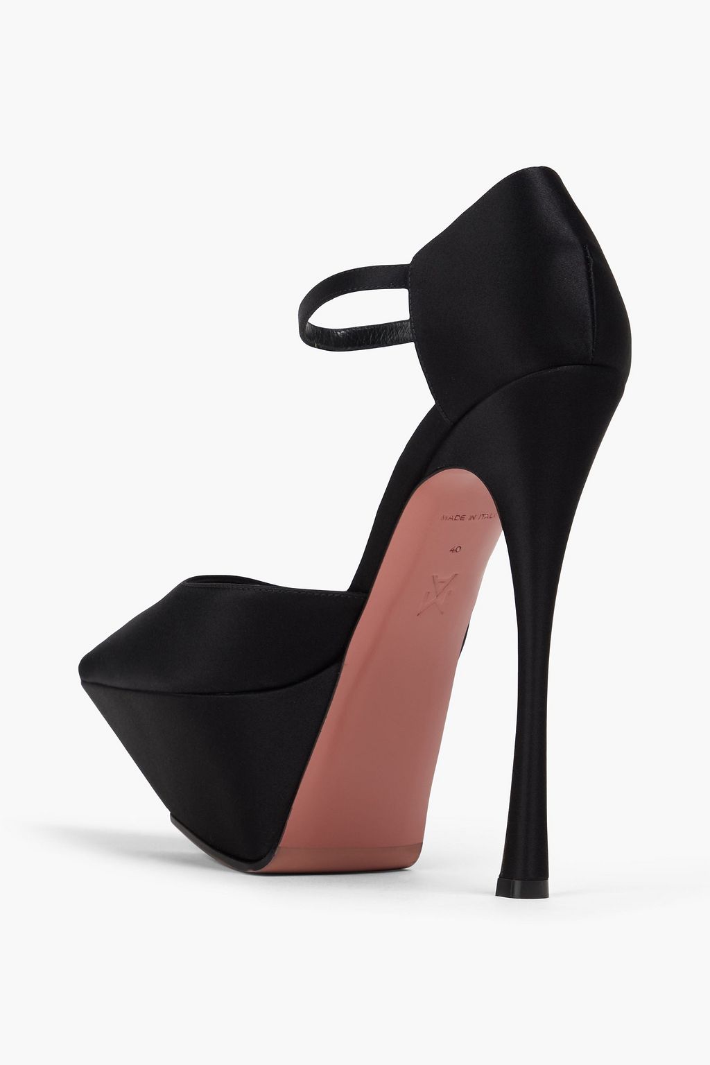 AMINA MUADDI حذاء ييجيت بكعب عالٍ من الساتان بنعل سميك