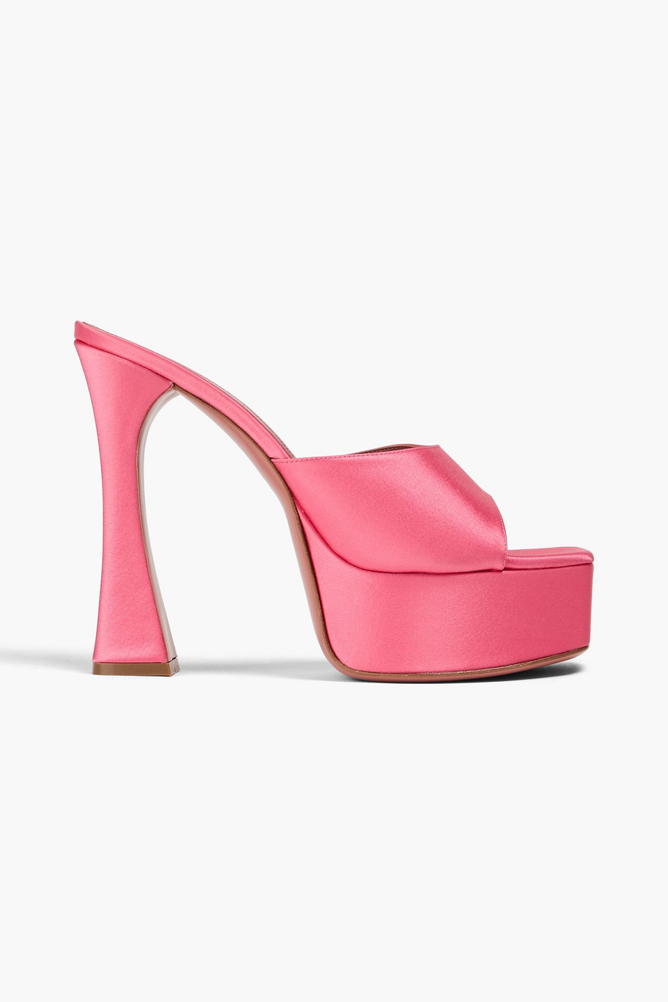 Amina Muaddi Dalida Satin Platform Mules In Pink