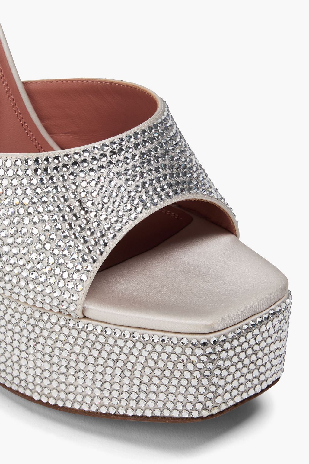 AMINA MUADDI Dalida crystal-embellished satin platform mules