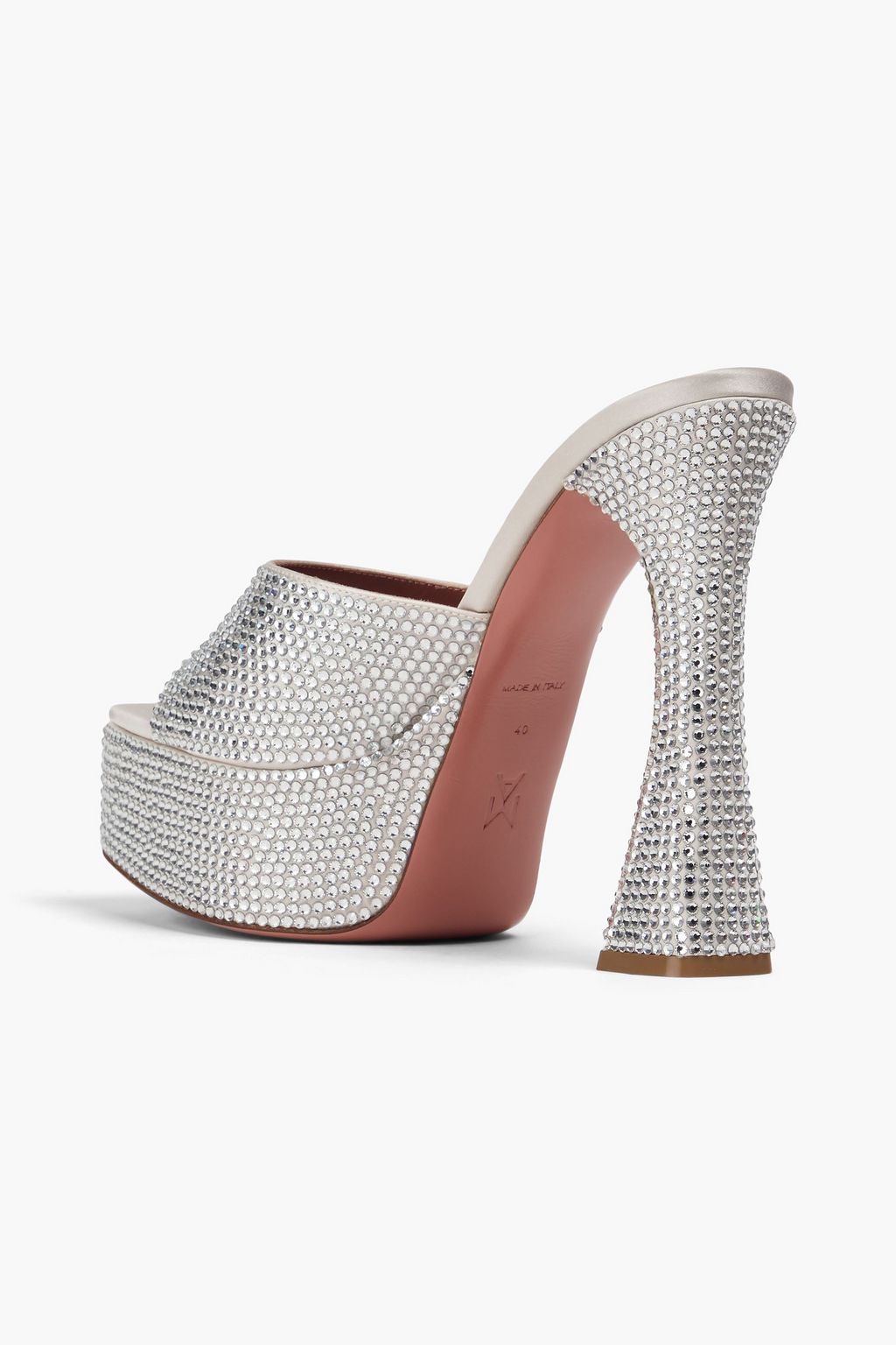 AMINA MUADDI Dalida crystal-embellished satin platform mules