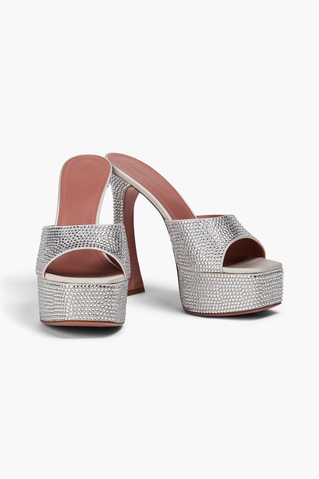 AMINA MUADDI Dalida crystal-embellished satin platform mules