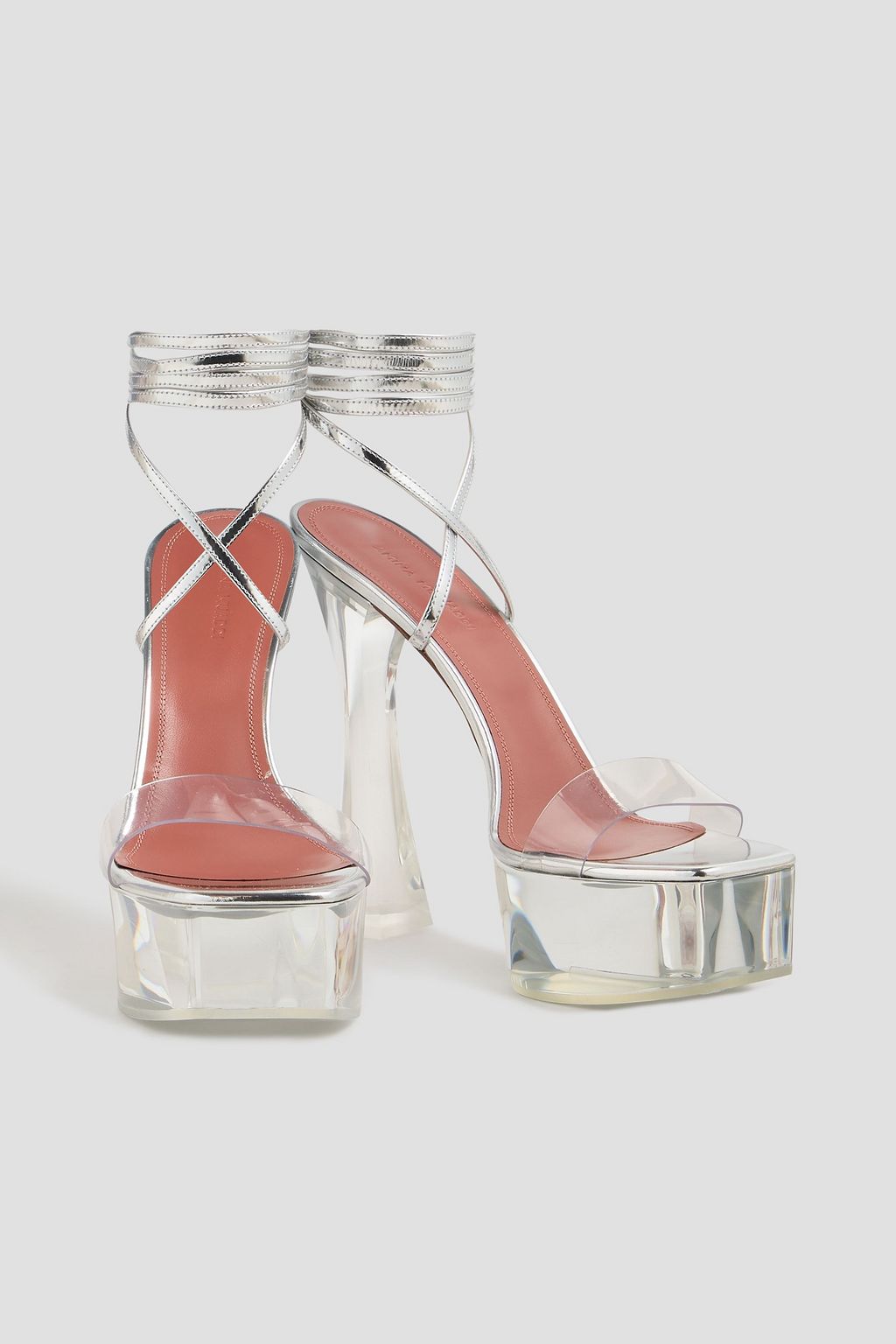 AMINA MUADDI صندل سيتا بنعل سميك من البلاستيك الشفاف وجلد السويد