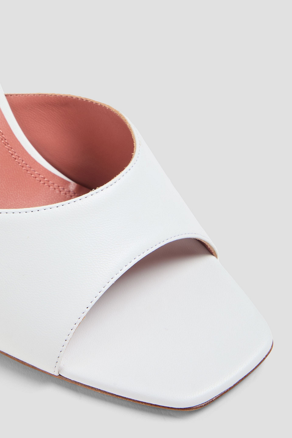 Amina Muaddi Lupita Leather Wedge Mules In White