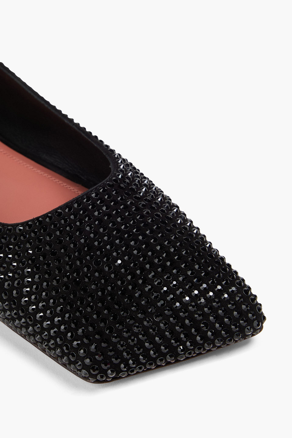 AMINA MUADDI ANE CRYSTAL-EMBELLISHED SUEDE FLATS