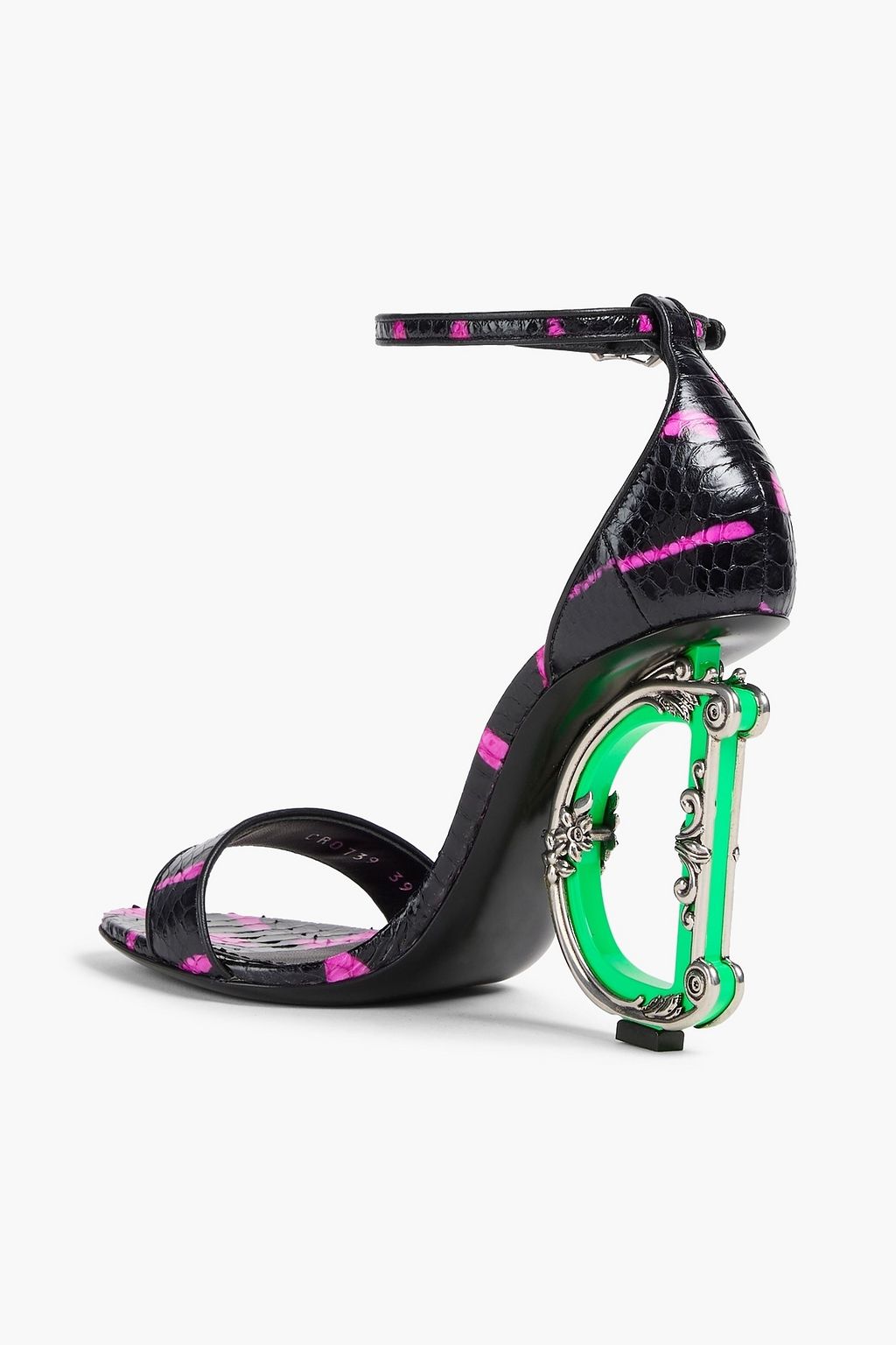 DOLCE&GABBANA Baroque embellished printed snakeskin sandals