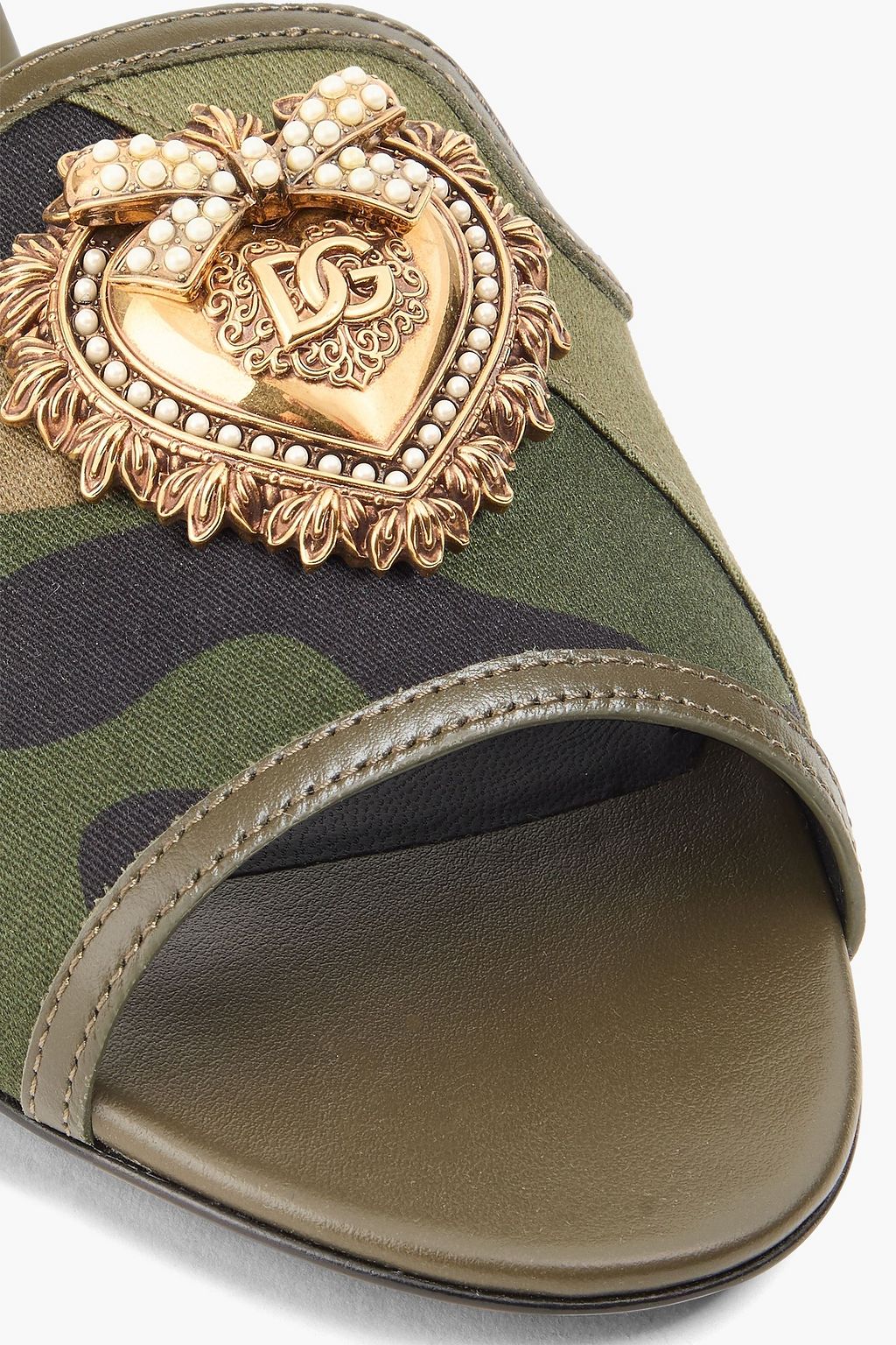 DOLCE&GABBANA حذاء سلايد من التويل بطبعة التمويه وتصميم مزركش